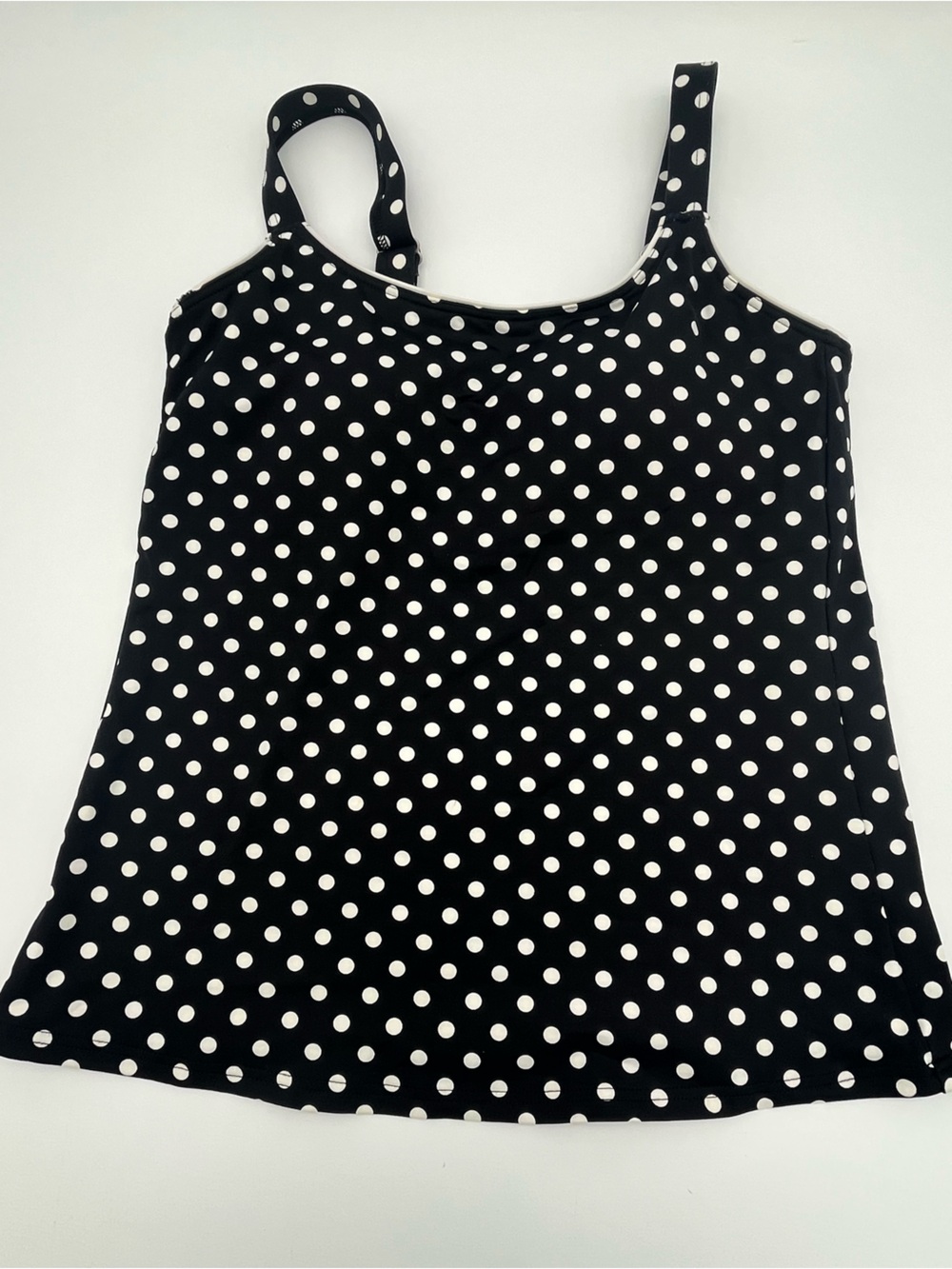 Lands end Black Polka Dot swimsuit bathing suit tankini Top built in bra 4A